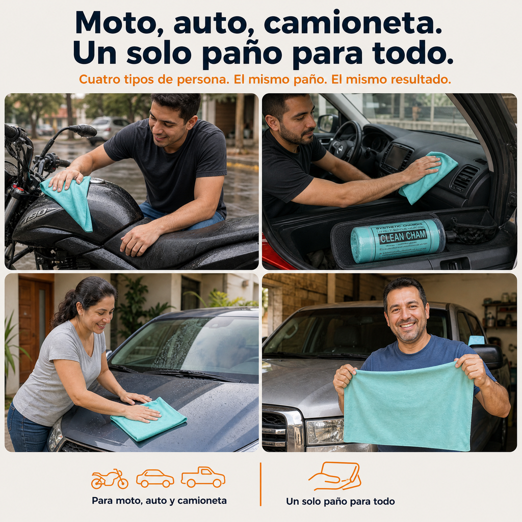 Pano Eco Cuero Limpieza Auto Moto Lavado — vista 5